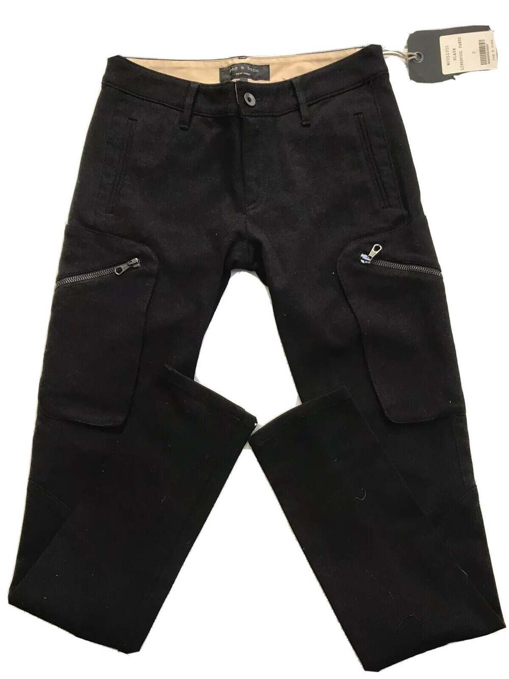 Rag & Bone Pants Womens Size 2 Black Liverpool cargo Whimsigoth Grunge Goth
